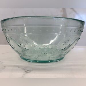 Set of 3 Vintage Coca-Cola Embossed Clear Green Glass Cereal Bowls Rare